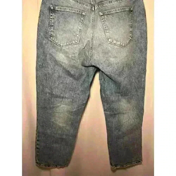 Loft Women's High Rise Straight Leg Distressed Jeans Size 18 Blue Denim - Picture 13 of 16